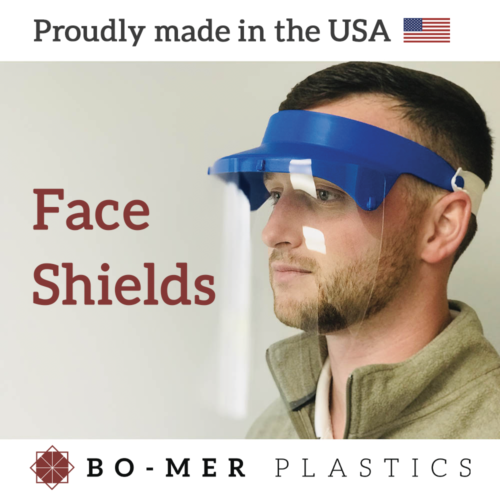 face shields PPE made in the USA Bo-Mer Plastics
